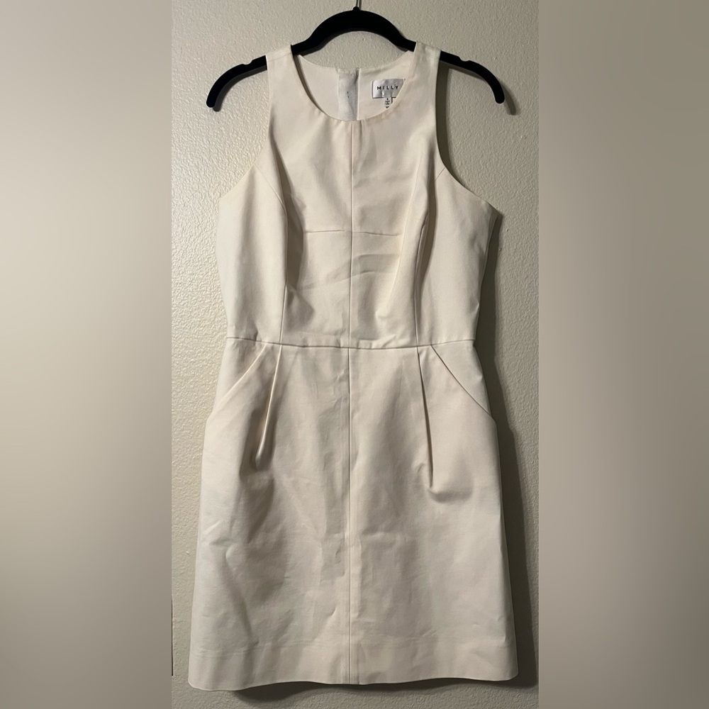 Milly Off White Mini Dress w/ Pockets(Size 8)